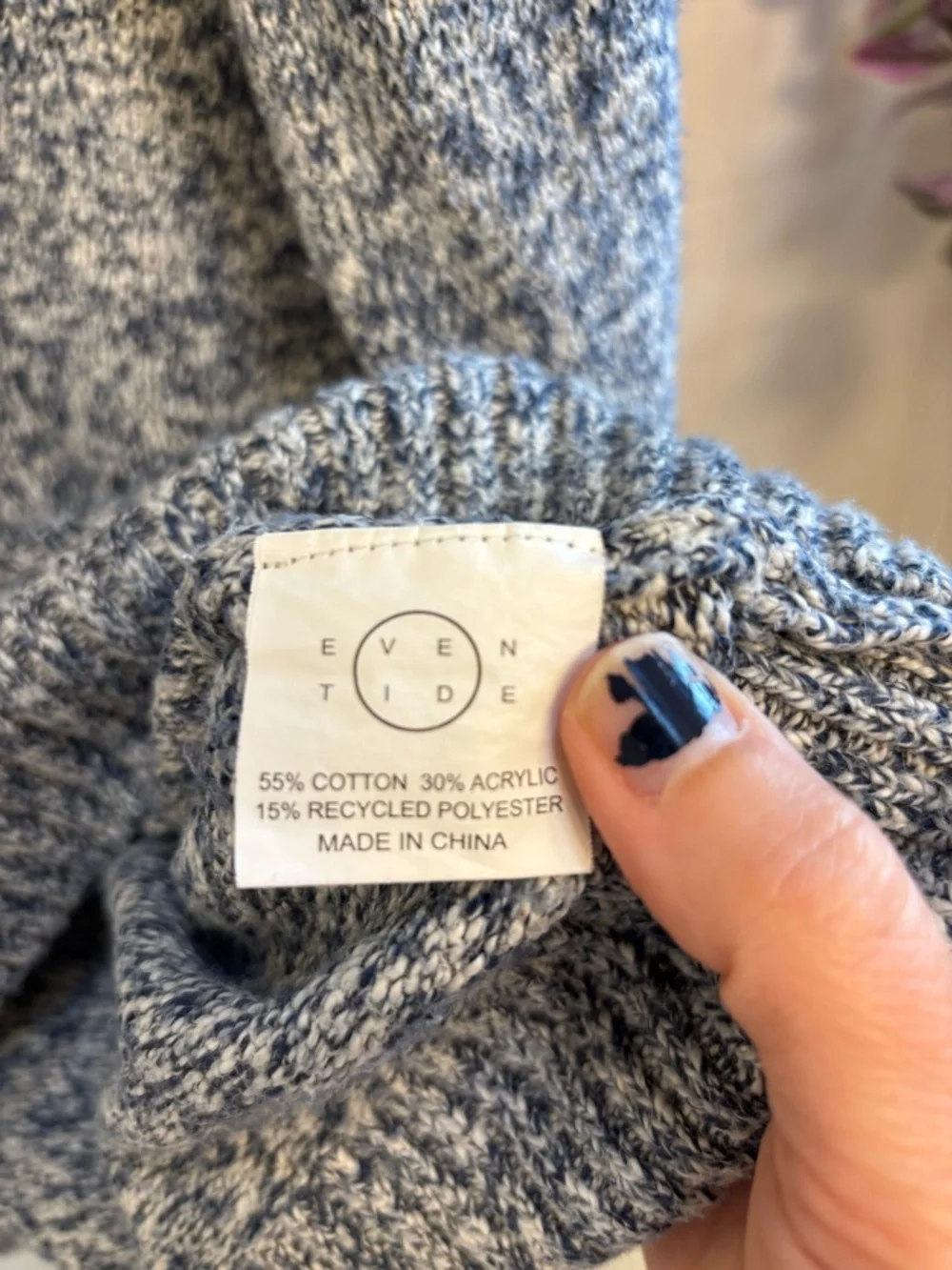 Men's Half-Zip 1/4 Zip Heathered Blue Sweater Preppy Office Cotton Golf Size XL - Picture 7 of 8